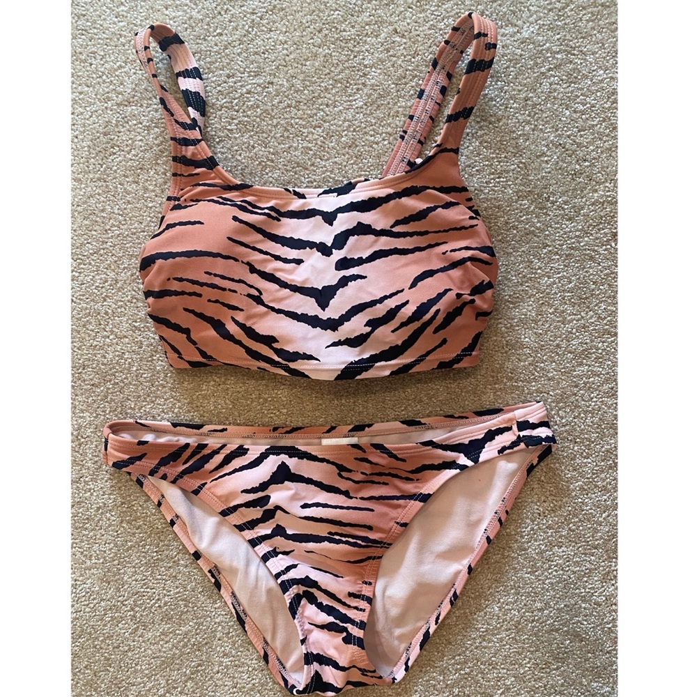 Tiger print womens 2 piece swimsuit